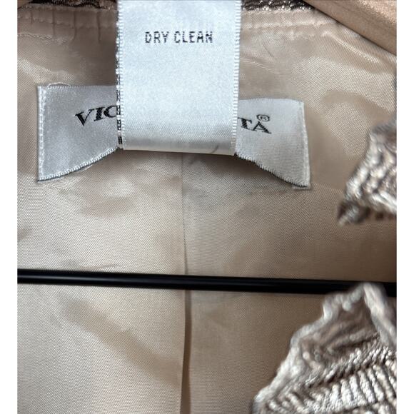 Vintage Victor Costa Jacket Women's 4 Gold Metallic Ruffle Trim 90s Maximalist - Picture 6 of 10